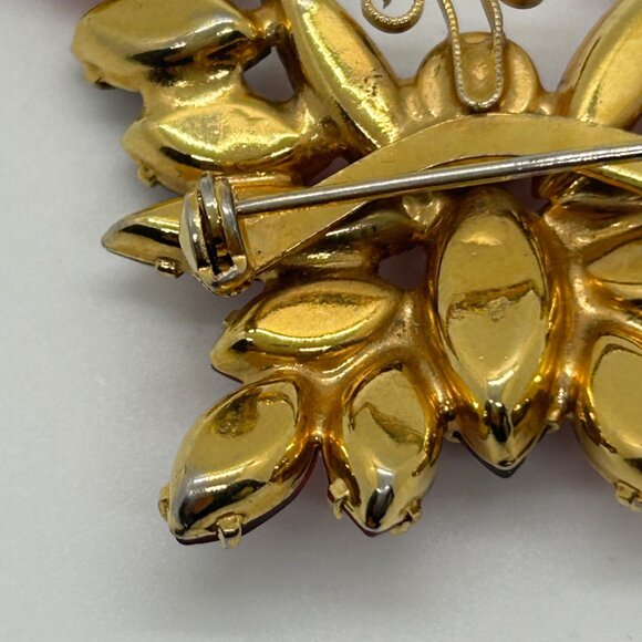 Vintage Juliana Butterfly Brooch Pink Fuchsia Rhinestone Pin Retro Gold Tone 762 - Picture 12 of 16